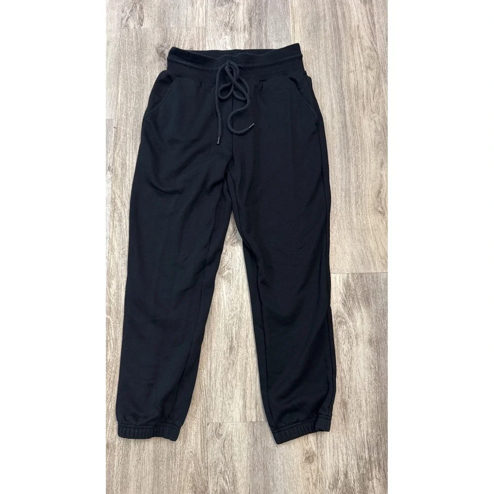 Alo Yoga Women Sweatpants Black Fleece Joggers Size Small High Rise